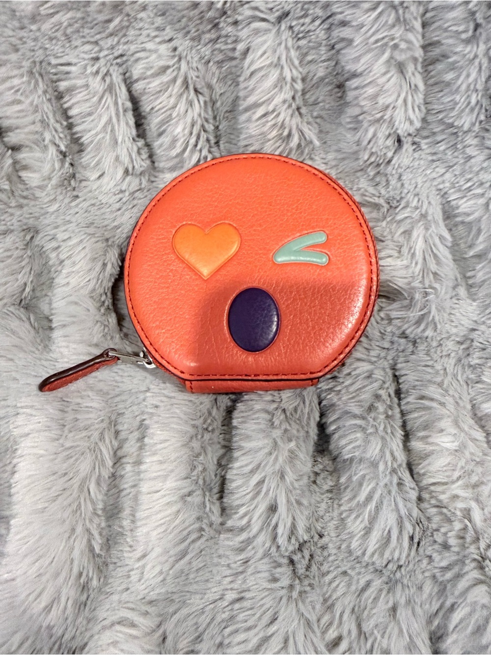 Coach  Orange Emoji Coin Purse - Cute Zipper Wallet